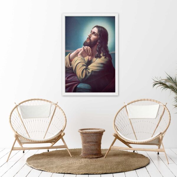 Plakat w ramie białej, Jezus modlący się
