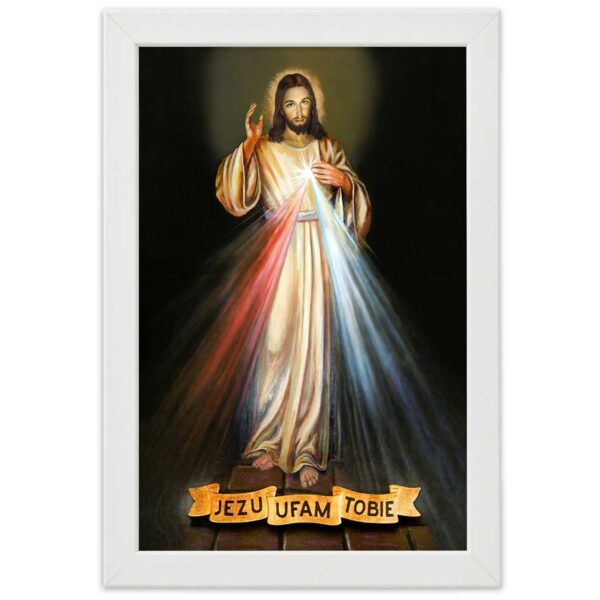 Plakat w ramie białej, Jezu ufam Tobie