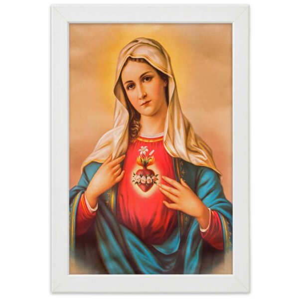 Plakat w ramie białej, Serce Matki Boskiej