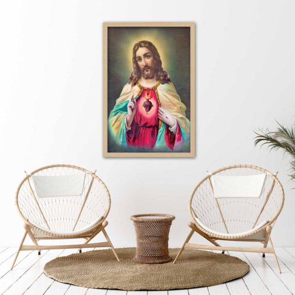 Plakat w ramie naturalnej, Serce Jezusa Chrystusa