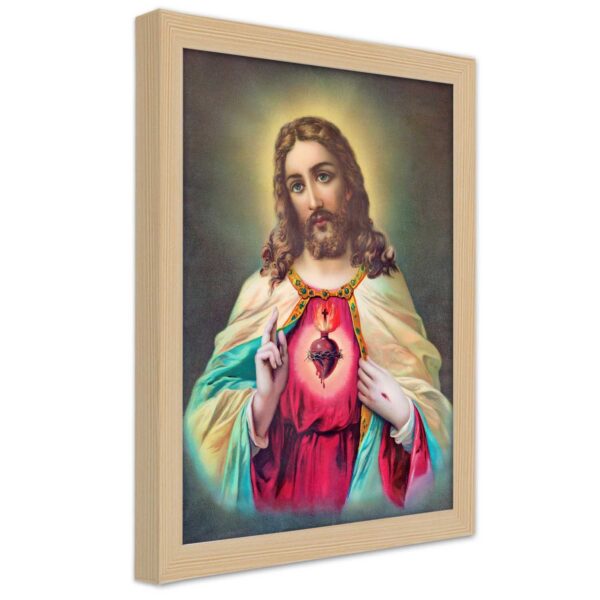 Plakat w ramie naturalnej, Serce Jezusa Chrystusa