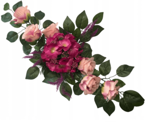 Stroik nagrobny z fioletowo-różowymi kwiatami z podstawą